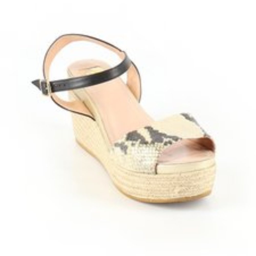 Kanna Spain Espadrille Sandals Snake Print Wedge Platform Slingback Beige Sz 41